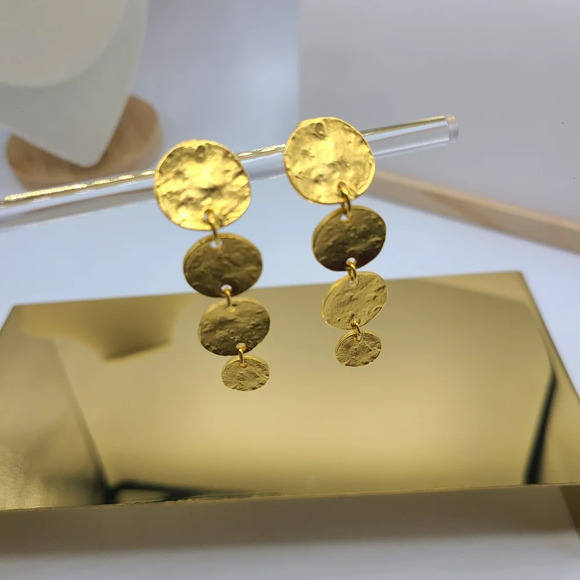 Kenneth Lane Goldtone Coin Drop Clip On Earrings - Picture 5 of 8